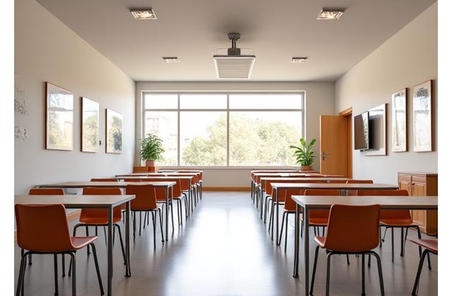 Bright, multi-purpose community room set up for a casual gathering.