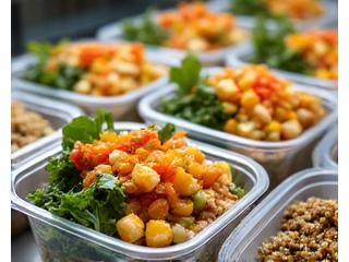 Conveniently packaged fresh salads and protein boxes ready for take-out, appealing to busy professionals.