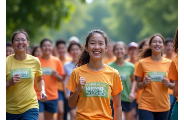 Group participating in a charity run event