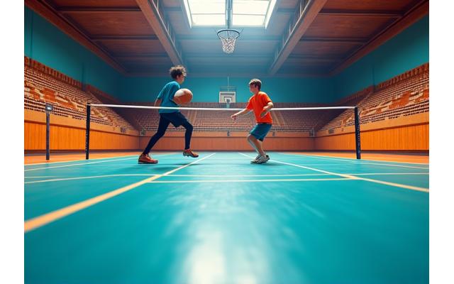 Indoor sports courts for basketball and badminton