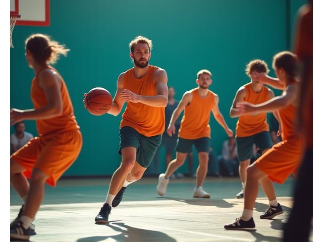 Dynamic basketball game during a league match at Oasis Recreation Hub